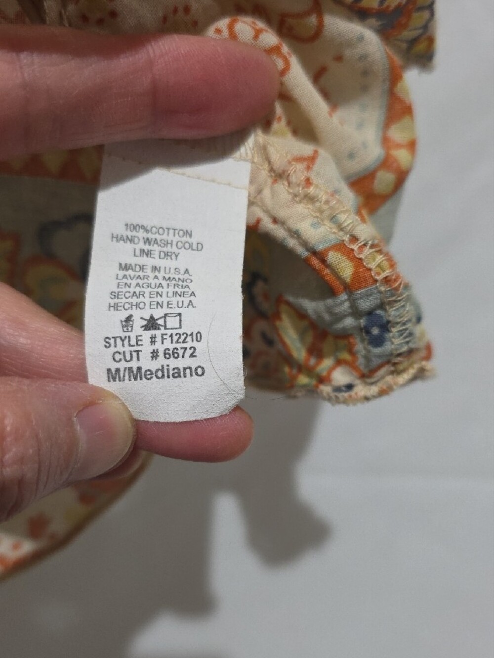 Boho Square-Neck Tunic Top in Cream and Blue Floral - Picture 4 of 4